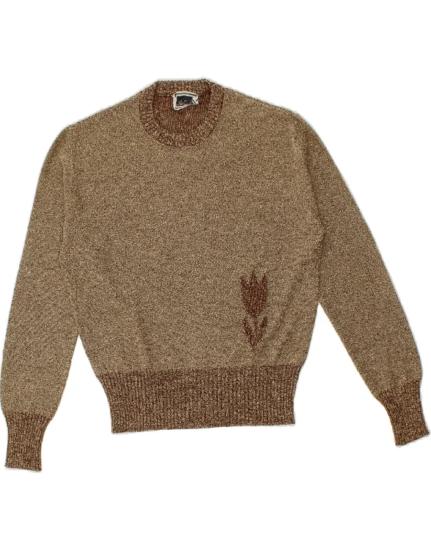 Year-End Sale LUISA SPAGNOLI Womens Crew Neck Jumper Sweater UK 14 Medium Gold Flecked Year-End Sale LUISA SPAGNOLI Womens Crew Neck Jumper Sweater UK 14 Medium Gold Flecked