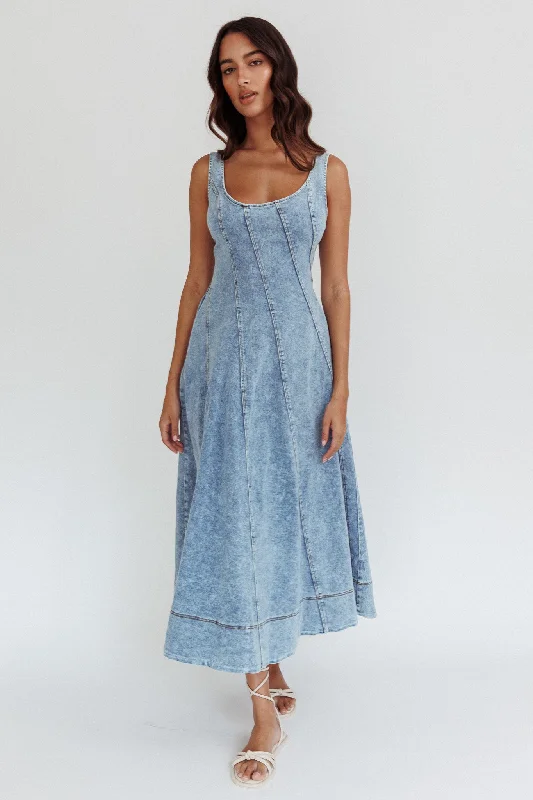 Must-Have Deals Ellora Side Pocket Midi Dress Denim Blue