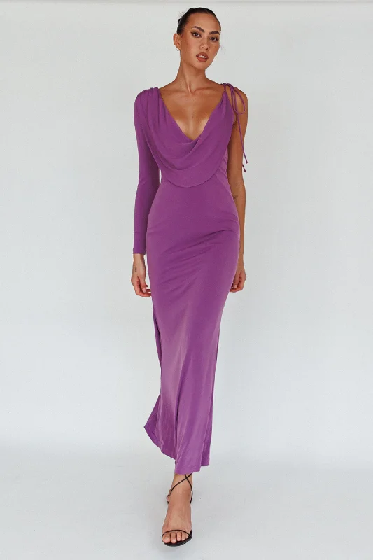 Bargain Prices Star Walker One Sleeve Maxi Dress Purple