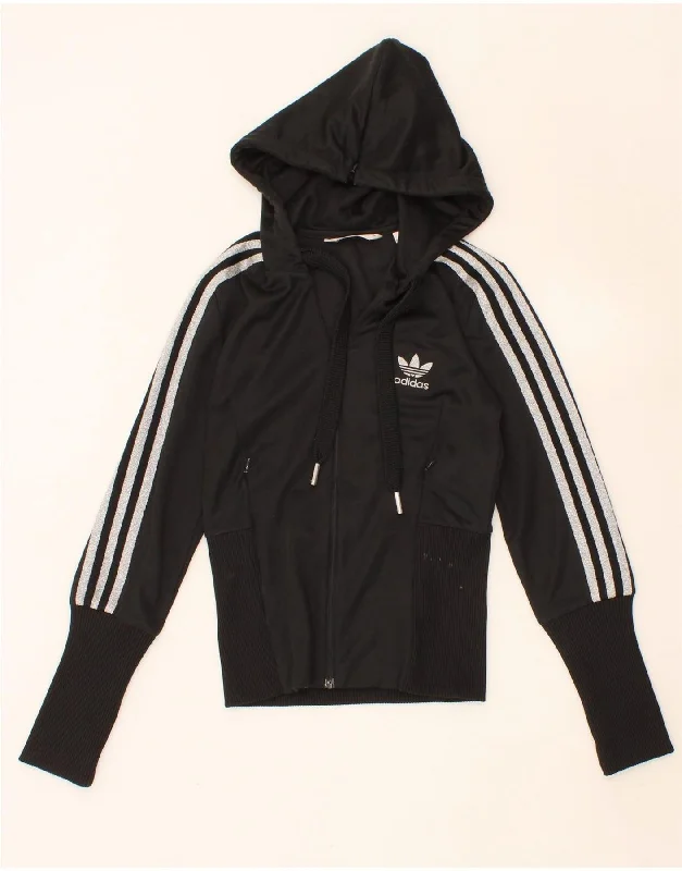 Sale Event ADIDAS Womens Zip Hoodie Sweater IT 40 Small Black Polyester