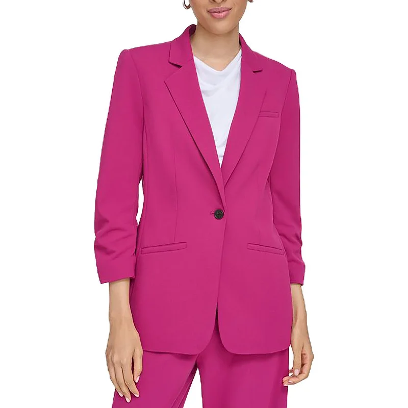 Savings Event Womens Solid Office One-Button Blazer