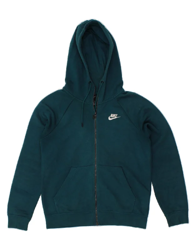 Daily Specials NIKE Womens Loose Fit Zip Hoodie Sweater UK 6 XS Blue Cotton