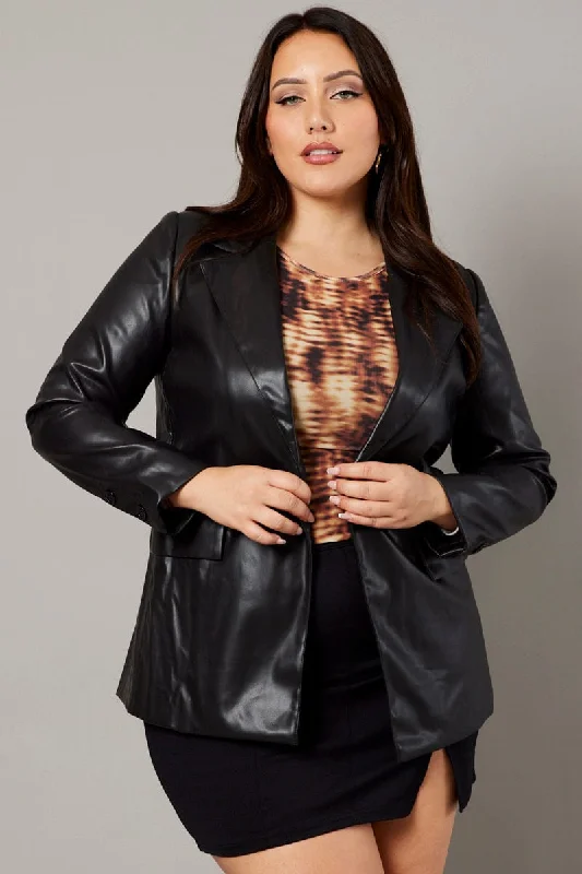 Clearance Event Black Pu Blazer