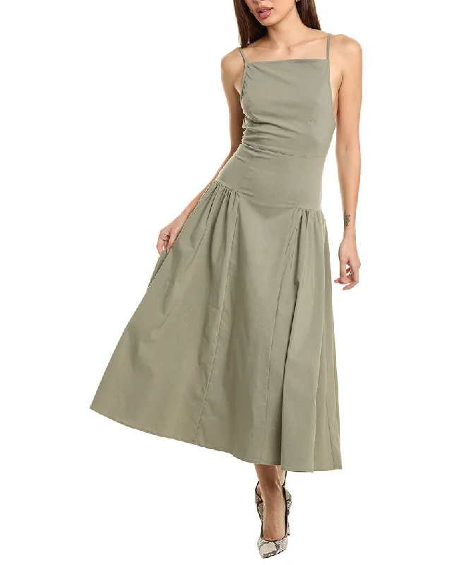 Epic Deals WeWoreWhat Flare Panel Linen-Blend Midi Dress