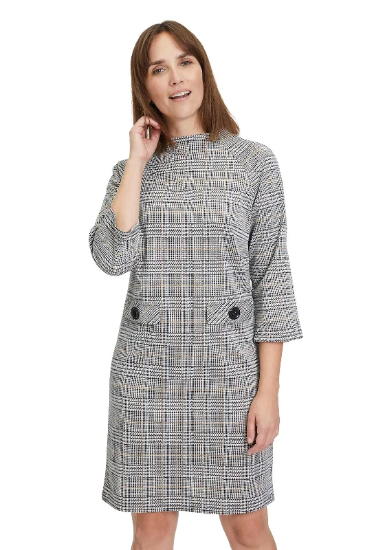Price Drop Alert Betty Barclay Plaid Jersey Mini Dress, Black & Beige