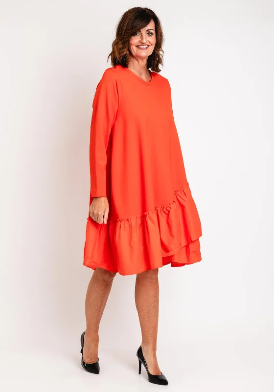 Price Drop Masai Nell Jersey Crinkle Cut Knee Length Dress, Spicy Orange