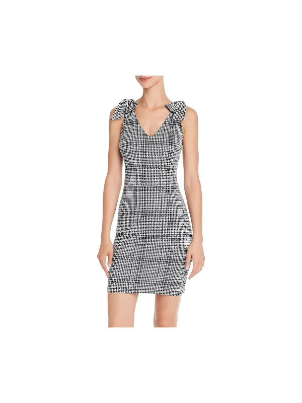 Take Advantage AQUA Womens Black Houndstooth Sleeveless V Neck Mini Party Body Con Dress Take Advantage AQUA Womens Black Houndstooth Sleeveless V Neck Mini Party Body Con Dress