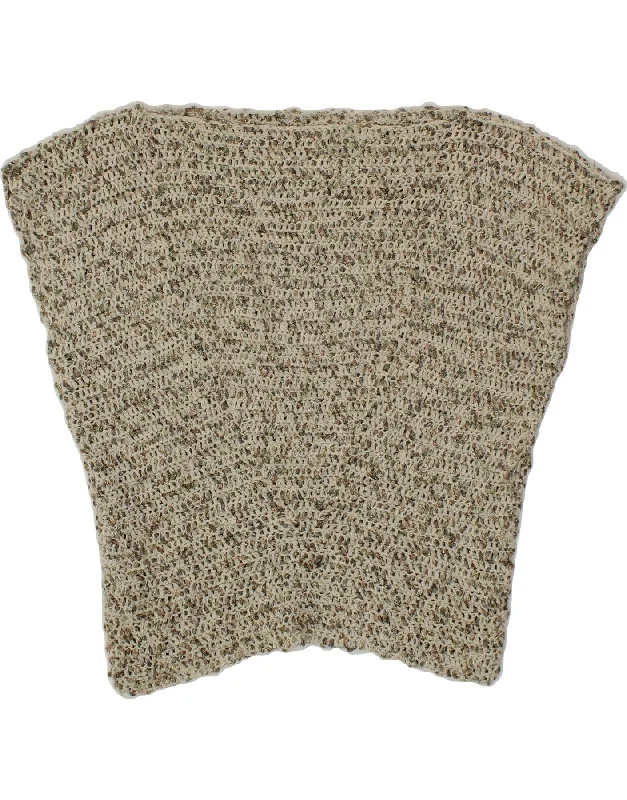 Closeout VINTAGE Womens Boat Neck Jumper Sweater UK 12 Medium Grey Flecked