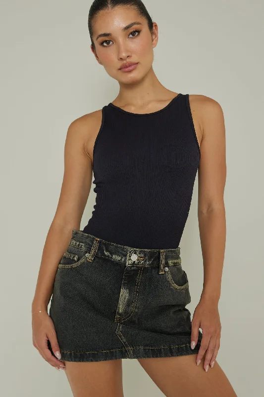 Lowest Price Attitude Ribbed Leotard Black