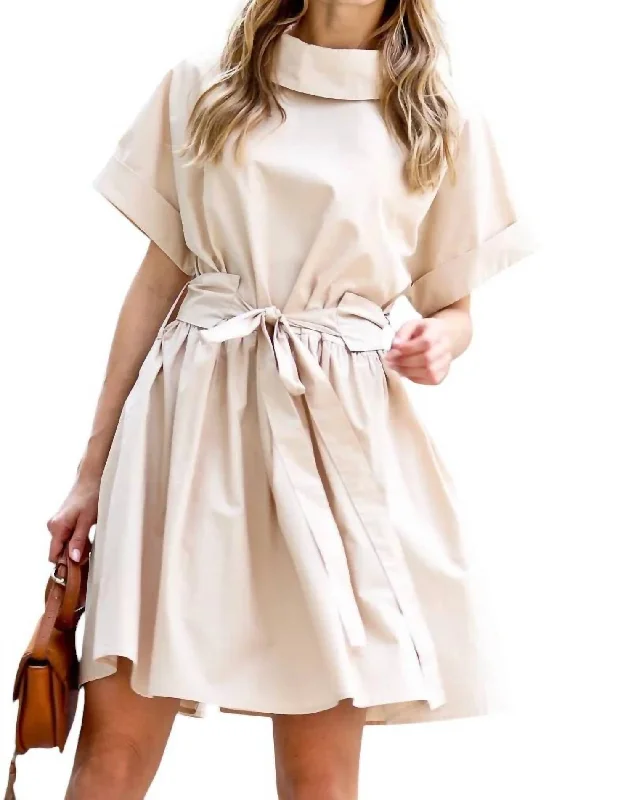 Bargain Prices Contempo Wide Neck Dress In Latte