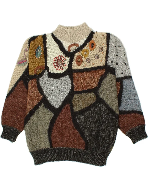 Best Bargains VINTAGE Womens Turtle Neck Jumper Sweater UK 18 XL Multicoloured