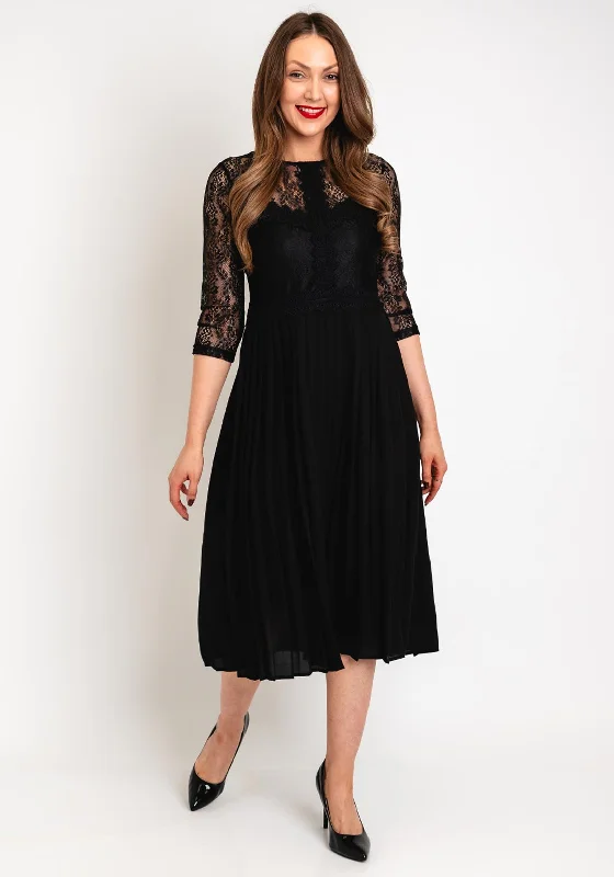 Price Rollback Tiffosi Pleated Skirt Midi Dress, Black