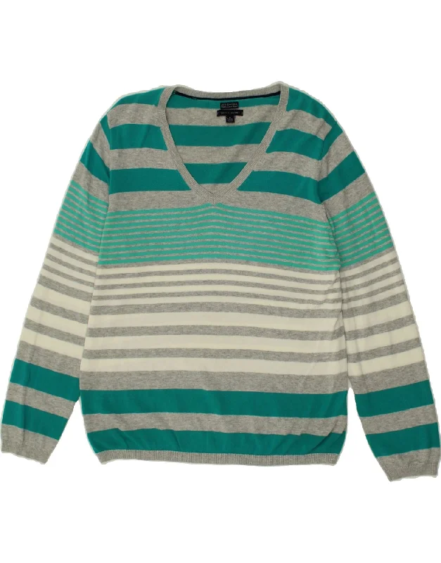 Deal Mania TOMMY HILFIGER Womens Grant Fit V-Neck Jumper Sweater UK 18 XL Green