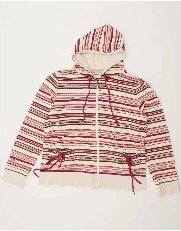 Today Only FAT FACE Womens Zip Hoodie Sweater UK 16 Large Multicoloured Striped