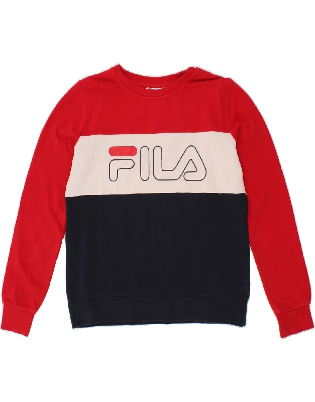 Best Bargains FILA Womens Sweatshirt Jumper UK 10 Small Multicoloured Colourblock