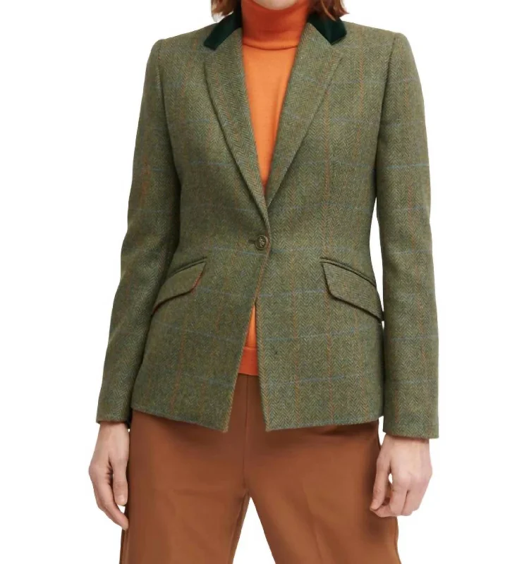 Buy Now Almeria Tweed Blazer In Green