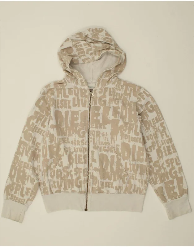 Stock Clearance DIESEL Womens Crop Graphic Zip Hoodie Sweater UK 14 Large Beige Cotton Stock Clearance DIESEL Womens Crop Graphic Zip Hoodie Sweater UK 14 Large Beige Cotton