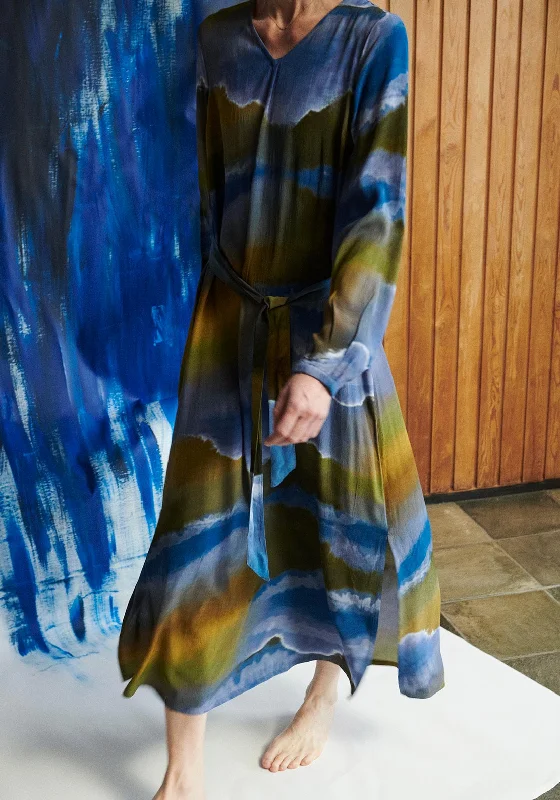 Fantastic Offers Fransa Ombre Print A-Line Maxi Dress, Blue Multi