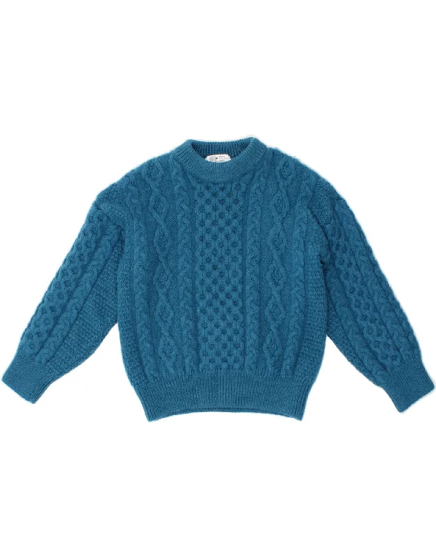 Midnight Madness VINTAGE Womens Crew Neck Jumper Sweater UK 6 XS Blue Wool