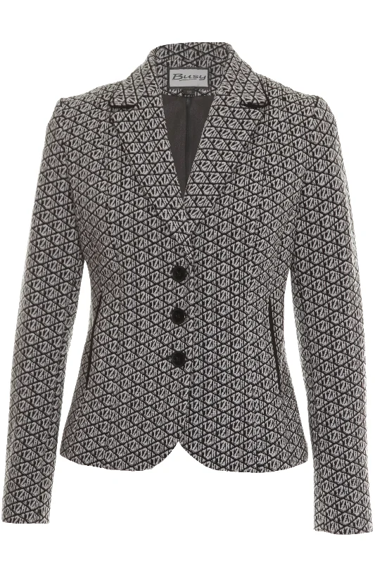 Bonus Savings Busy Clothing Women's Grey and Black Textured Jacket