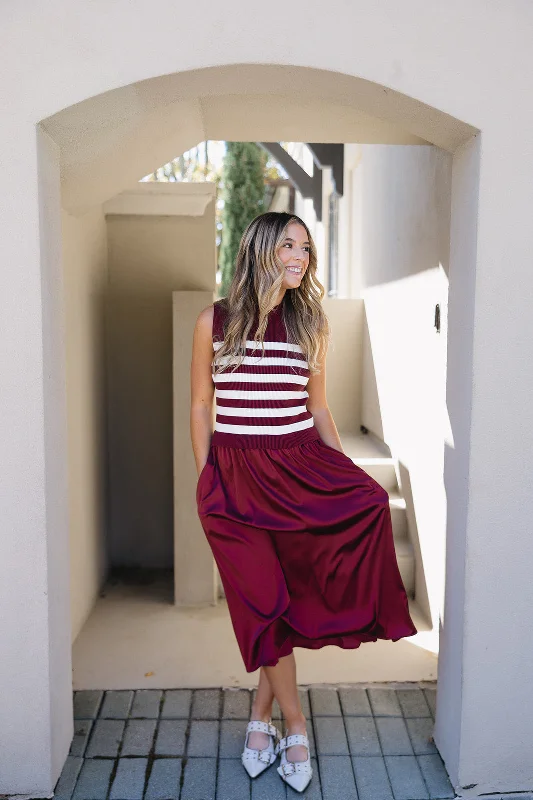 Limited Availability Kendall Midi Dress - Burgundy