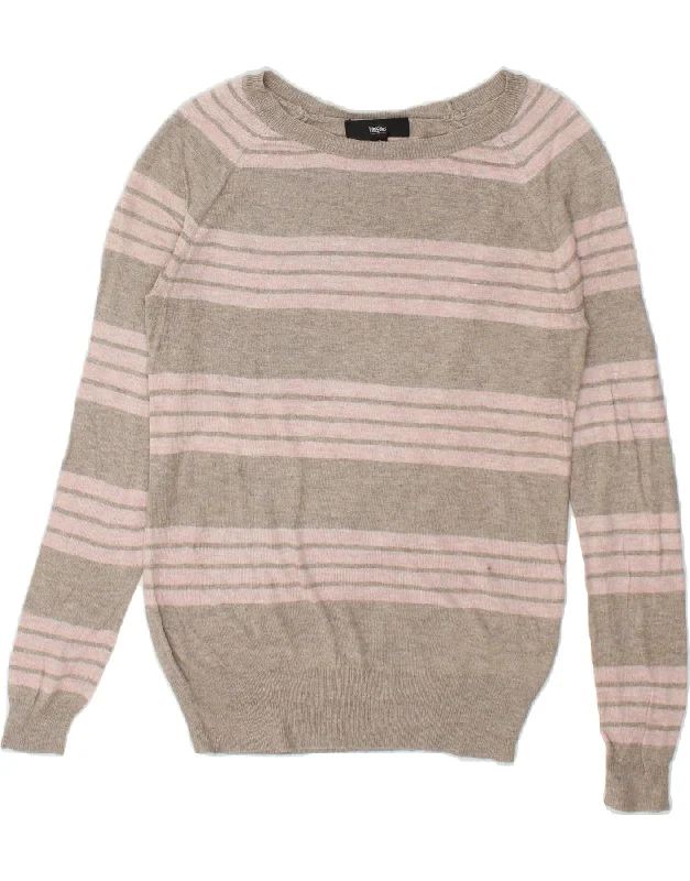 Holiday Sale MOSSIMO Womens Boat Neck Jumper Sweater UK 10 Small Grey Striped Nylon