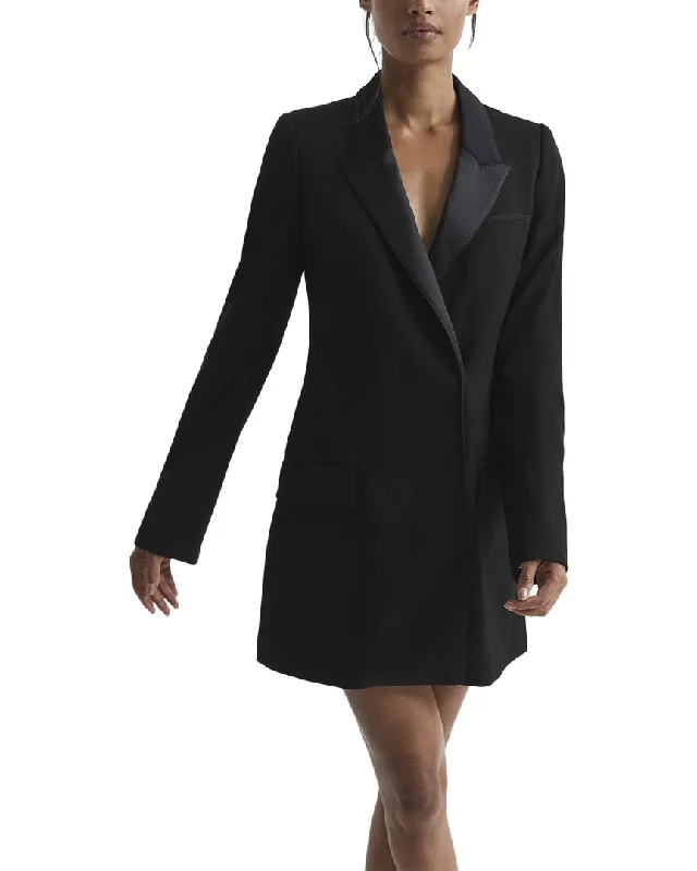 Price Rollback Reiss Salma Satin Lapel Tuxedo Wool-Blend Mini Dress