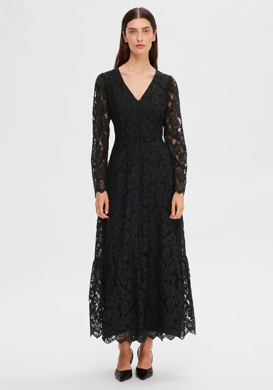 Deal Dash Selected Femme Tara Lace Maxi Dress, Black