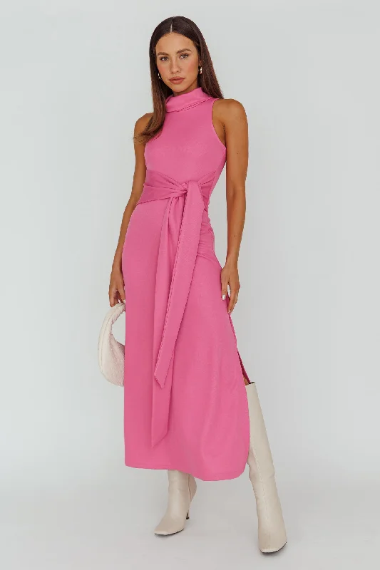 Super Deal Make A Way Sleeveless Turtleneck Dress Pink
