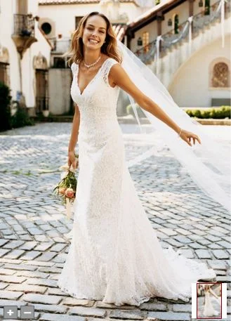 Clearance Sale David's Bridal All Over Beaded Lace Trumpet Gown