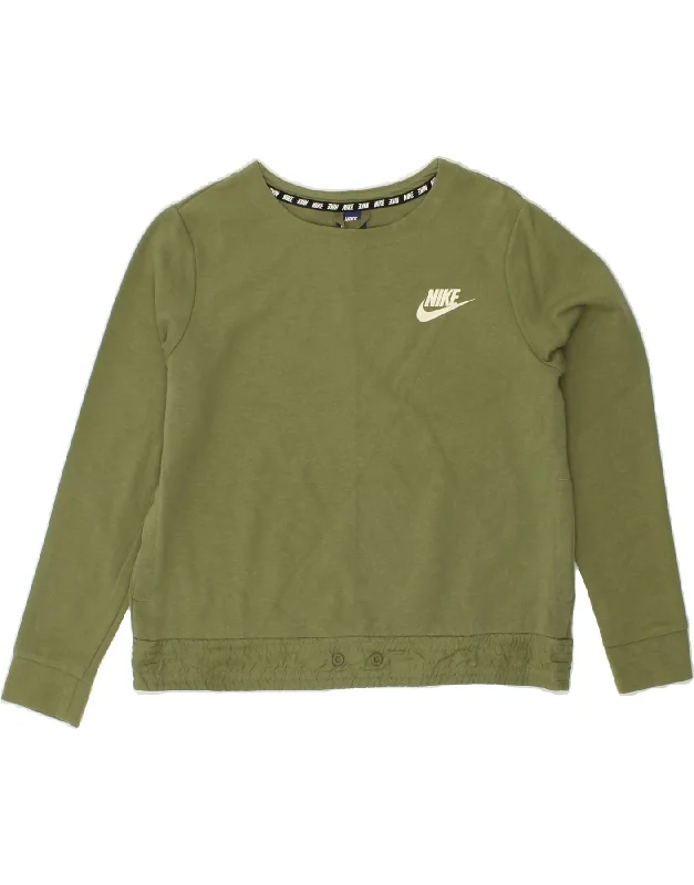 Deep Discounts NIKE Womens Sweatshirt Jumper UK 16 Large Green Cotton