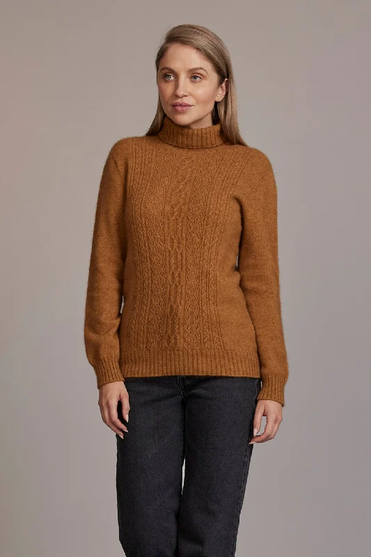 Sale Event McDonald - Polo Neck Sweater in Merino Wool and Possum Fur, Honeycomb