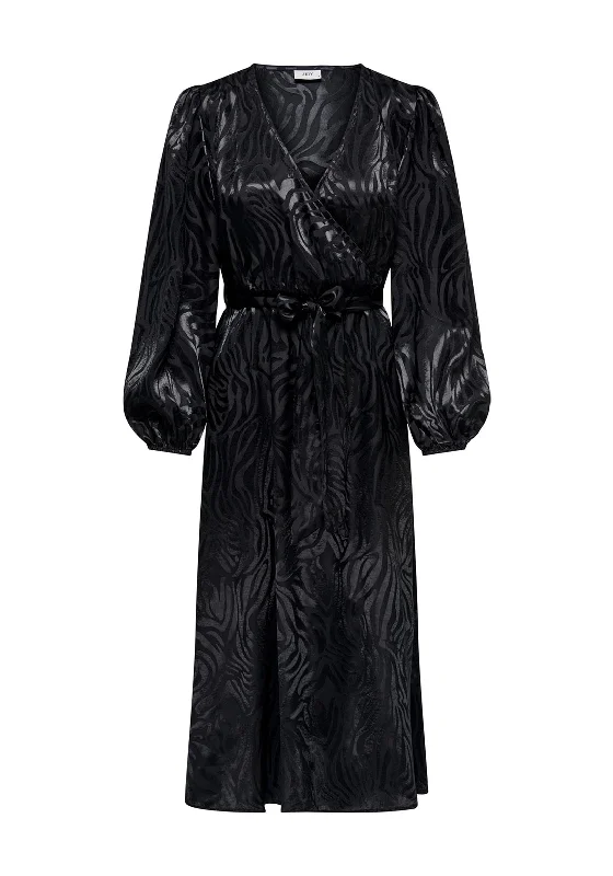 Special Savings JDY Diffi Print Satin Wrap Maxi Dress, Black