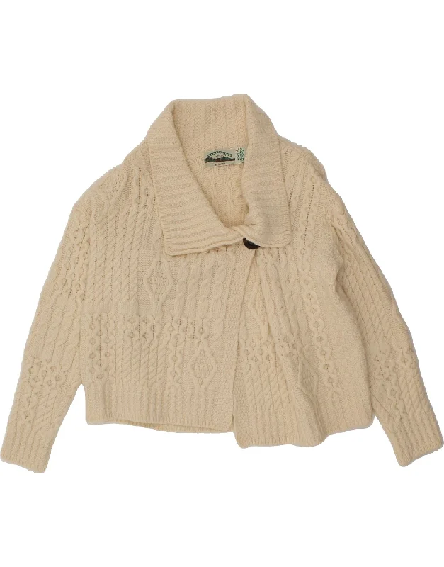 New Deals ARAN CRAFTS Womens Cardigan Sweater UK 18 XL Off White Merino Wool
