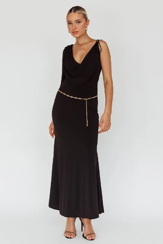 Bargain Bin Star Walker One Sleeve Maxi Dress Black
