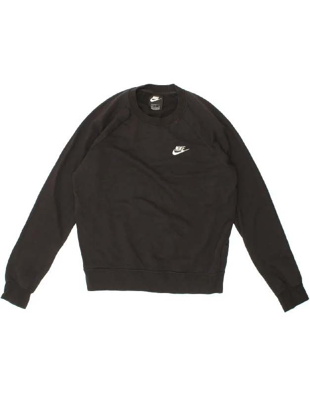 Early Access NIKE Womens Oversized Sweatshirt Jumper UK 10 Small Black Cotton