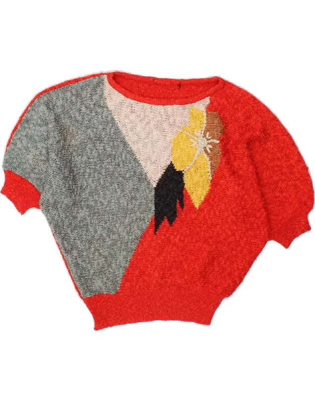 Weekend Special VINTAGE Womens Short Sleeve Boat Neck Jumper Sweater UK 14 Medium Red Weekend Special VINTAGE Womens Short Sleeve Boat Neck Jumper Sweater UK 14 Medium Red