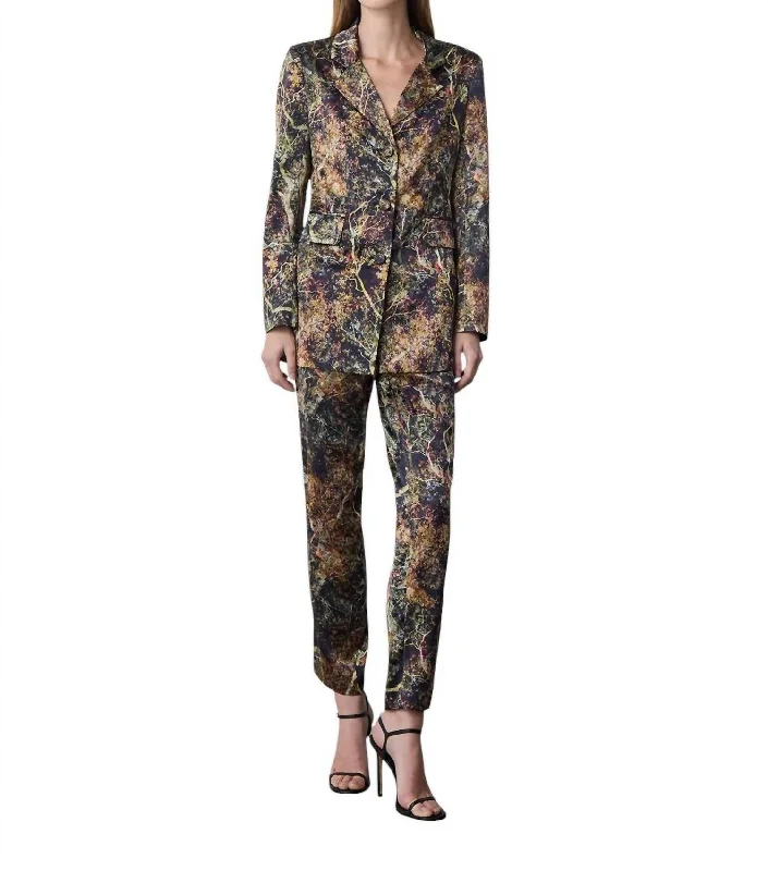 Bonus Savings Single Breasted Jacket In Black Tree Print