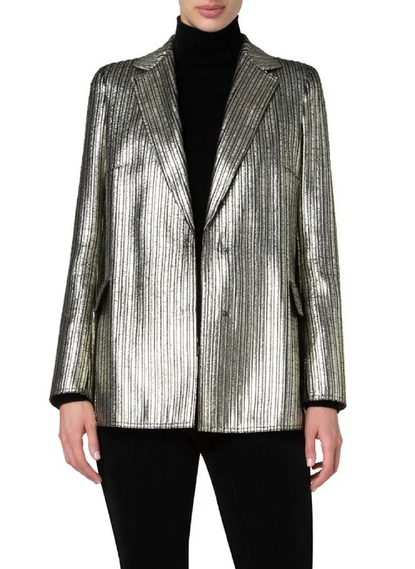 Special Discount Laminate Corduroy Boyfriend Jacket In Gold