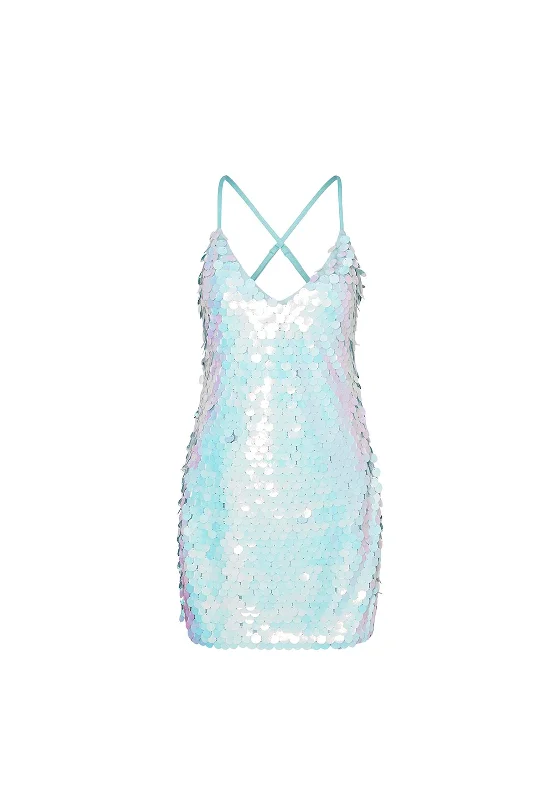 Overstock Sale SOMETHINGNEW Gloria Sequin Mini Dress, Blue Radiance