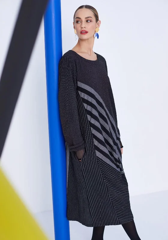 Major Savings Naya Diagonal Multi Stripe Midi Shift Dress, Black & Grey