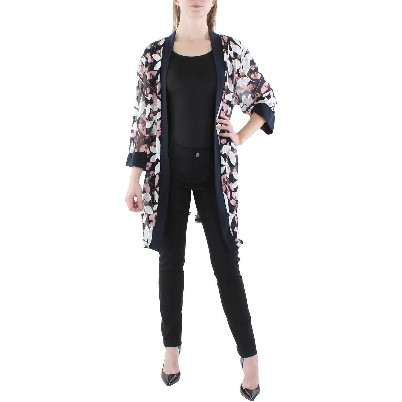 Customer Appreciation Sale Plus Womens Mesh Printed Duster Blazer