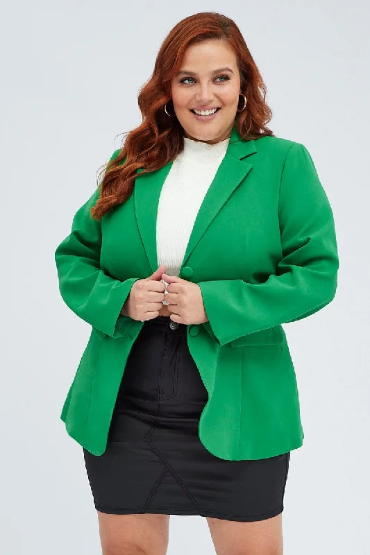 Deal Mania Green Long Sleeve Blazer Two Button Lined