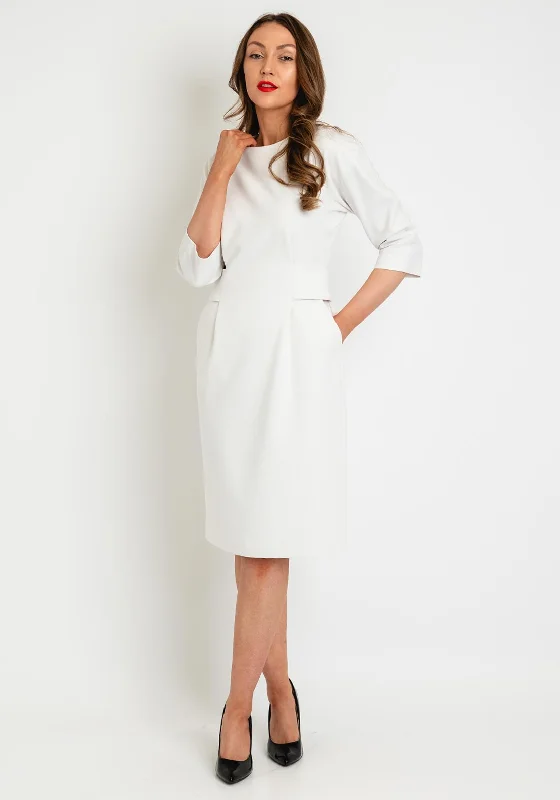 Weekend Deal Birelin Button Tab Pencil Knee Length Dress, Ivory