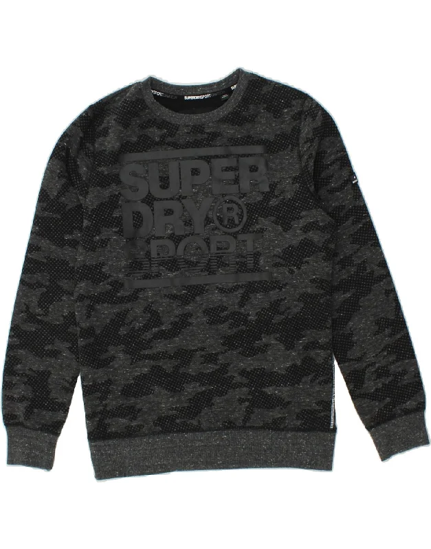 Price Smash SUPERDRY Womens Graphic Sweatshirt Jumper UK 16 Large Grey Camouflage
