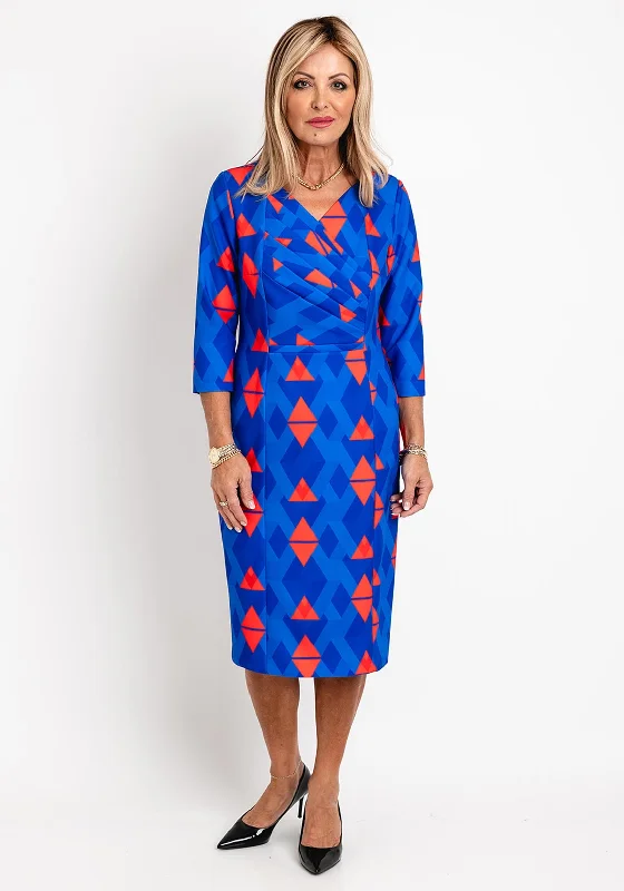 Today's Special Coco Doll Pleated Chest Detail Print Midi Dress, Royal Blue