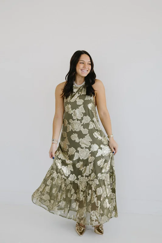 Final Clearance Cordelia Maxi Dress - Olive/Gold