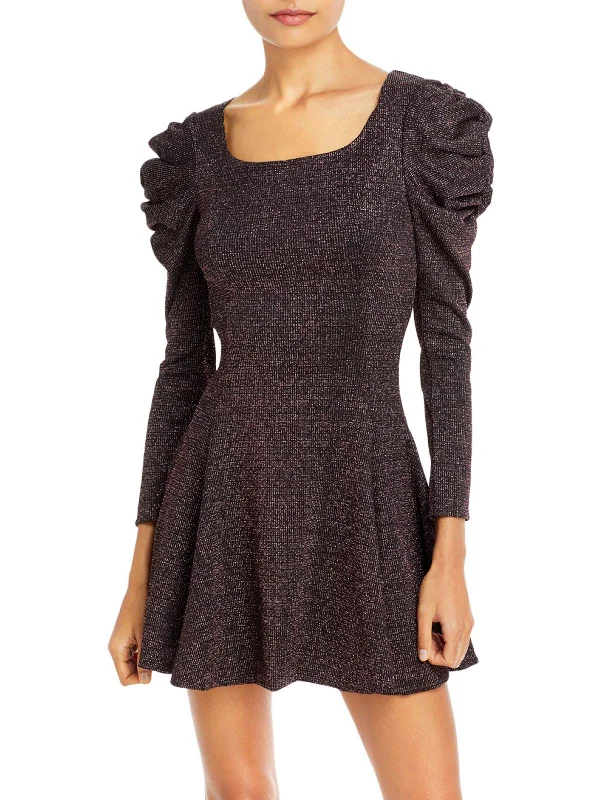 Price Meltdown Womens Metallic Mini Fit & Flare Dress
