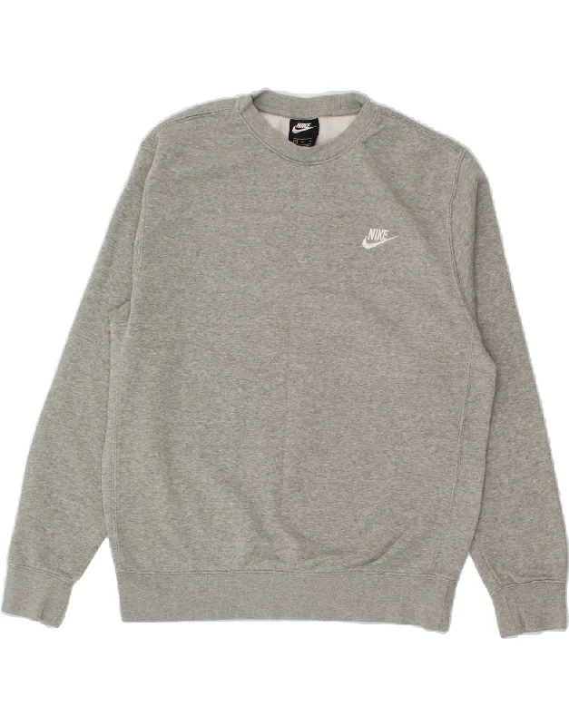 Online Only NIKE Womens Sweatshirt Jumper UK 14 Medium Grey Cotton