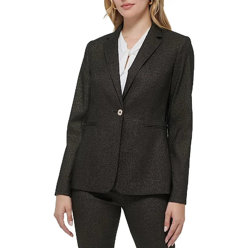 Best Bargains Womens Glitter Office One-Button Blazer